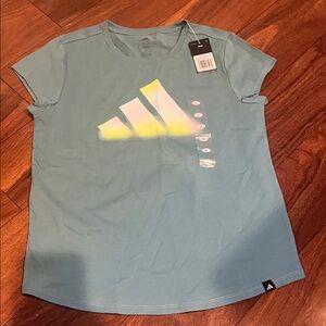 Adidas Kids Teal and Yellow Logo Tee